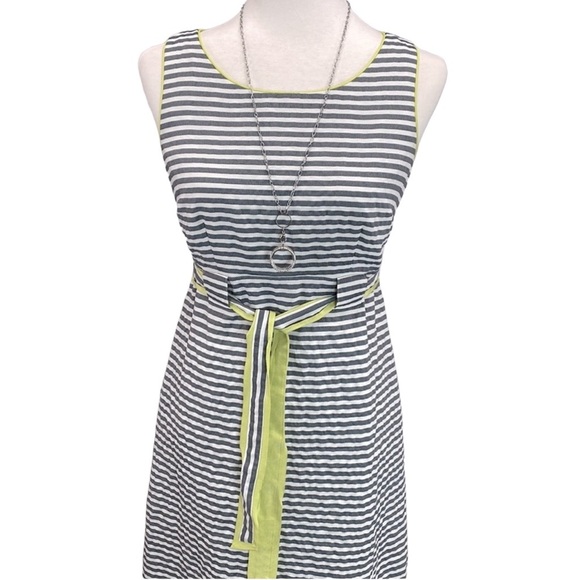 Loft Striped Sleeveless Gray & White Dress - Picture 2 of 5